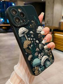 1 Stück Smartphone Hülle mit Blumen- und Pilzmuster, kompatibel mit Apple, /Galaxy, Infinix, Redmi, OPPO, VIVO, Realme, wasserdicht, stoßfest, kratzfest