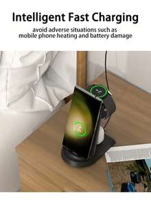Anirun Fast Wireless Charger, 3 In 1 Wireless Charging Stand Compatible With Samsung Galaxy S24/S23/S22/S21/S20/Note20/10 And Galaxy Watch 6/5 Pro/4/3 - Black - View 5