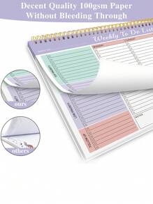 budget planner 1本A4周计划笔记本，包含每日和每周计划，螺旋装订，待办事项清单，返校必备 - 彩色 - 查看 1