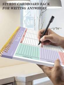 budget planner 1本A4周计划笔记本，包含每日和每周计划，螺旋装订，待办事项清单，返校必备 - 彩色 - 查看 4