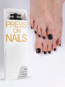 120pcs/Box Glossy Acrylic Press-On Toenails, Matte Black Fake Toenail Covers, Classic French Full Coverage Artificial Toenails, DIY Home Manicure Supplies For Women & Girls - Multicolor - View 13