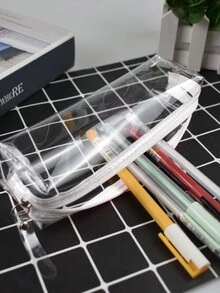 Hộp đựng bút dung lượng lớn trong suốt và tối giản, phong cách Nhật Bản và Hàn Quốc, 1 chiếc - Nhiều màu - Xem 2