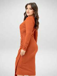 Women Dresses - Màu Cam cháy - Xem 2