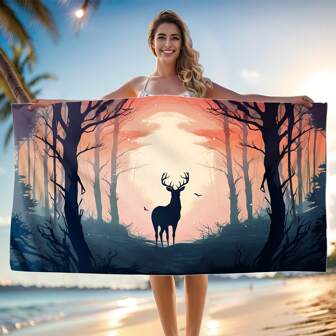 160cm*80cm Printed Beach Towel, Double-Sided Velour Beach Mat, Sand-Proof Swimming Towel, Portable & Lightweight Beach Blanket For Outdoor Activities, Sunshade, Water-Absorbent, Quick Drying, Suitable For Yoga, Fitness, Camping, Picnic, Etc.