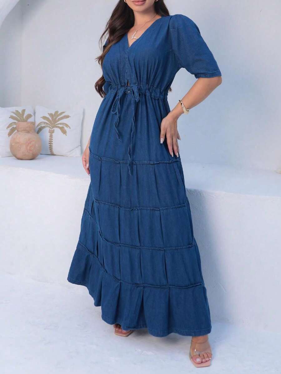Women Denim Dresses - Rửa tối - Xem 1