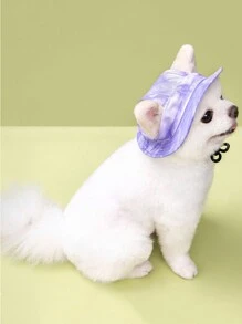 1入組寵物帽，帶耳洞的寵物圓邊公主遮陽帽，可調節繩扣，適用於小型和中型貓狗，寵物夏日必備，寵物用桶帽