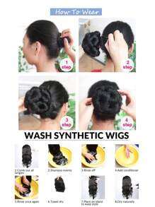 Búi tóc bằng sợi tổng hợp cực ngắn màu nâu nhạt 5 inch cho phụ nữ Bun Messy Bun Phần tóc giả tự nhiên Bun với kim cương giả mặc hàng ngày - màu nâu - Xem 10