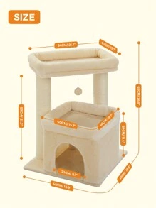 PAWZ Road Cat Tree Cat Tower With Fully Wrapped Sisal Scratching Posts, Suitable For Medium To Large Cats - Beige - View 4