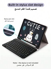 DANYCASE 平板电脑保护套带键盘兼容 iPad Air 11 13 M2 2024 Pro 11 13 M4 2024 Pro 12.9 Air 4 5 10.9 7th 8th 9th 10.2 10th 10.9 Mini 6 内置笔架可拆卸蓝牙键盘无线鼠标 - 粉紅色款 英文鍵盤+滑鼠 - 查看 6