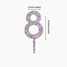 數字生日蛋糕裝飾，多彩閃粉亞克力蛋糕上層，派對用品 - 彩色 - 查看 13