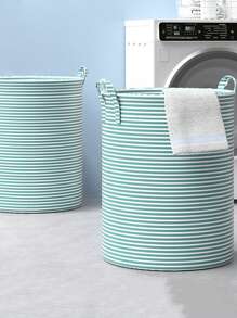 1pc Foldable Fabric Storage Basket For Bathroom, Dirty Clothes, Toys, Clothing Organizer, Laundry Basket - Blue - View 2