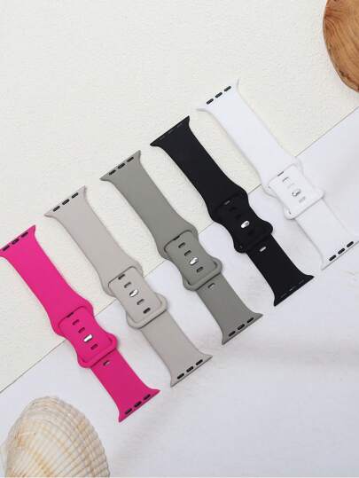 5pcs Silicone Multi-Color Watch Bands Compatible With 38/40/41/42/44/45/49mm Apple Watch Series Ultra/SE/8/7/6/5/4/3/2/1