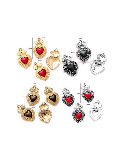 5 pièces Accessoires de fabrication de bijoux en alliage multi-styles et 4 couleurs Charm Amour pour porte-clés, bracelet, collier, pendentif. DIY St Valentin W273
