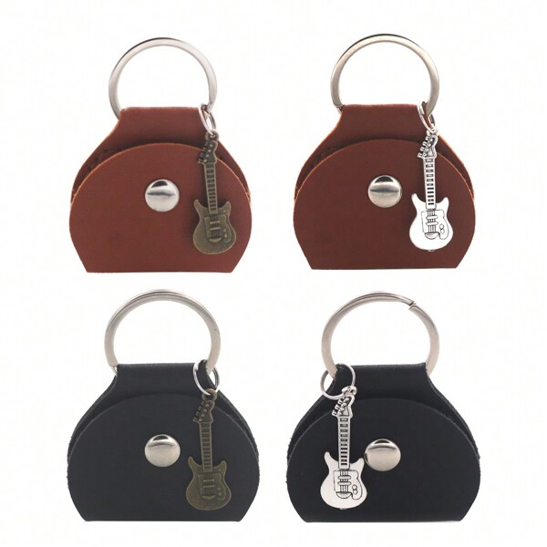 PU Leather Guitar Pick Holder With Keyring & Pendant Plectrum Key Fob Cases Bag,Gibson Guitar,Key Holder Guitar,Chitarra,Guitar,Guitar Picks,Guitar Pick,Rock Music,Guitar Bags,Guitar Amp Key