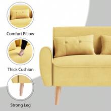 JAMFLY Sofa Set For Living Room 47'' Small Loveseat, Love Seat Couches Small Sofa Set For Small Spaces Apartment - Màu vàng - Xem 2