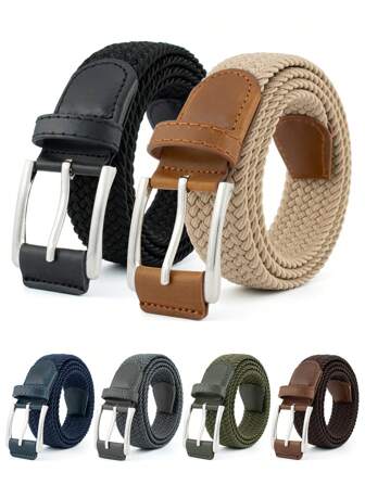 1pc Men's Woven Stretch Belt, Multicolor Optional, No-Hole Band, Elastic And Stretchable, Fashionable And Casual Golf Belt For Daily Wear Summer, School Casual, Business, Boyfriend Husband Father Dad Men Gift, Daily Wear, Fashion, Teen, Outdoor, Vacation, Athletic, Travel, Street, Boho, Vintage Fall, Autumn, Halloween Autumn-Winter Accessories,Suitable For Teens, Youth,Men,Casual, Outdoor, Athletic, Vacation, Graduation Gifts, Birthday, Daily Wear