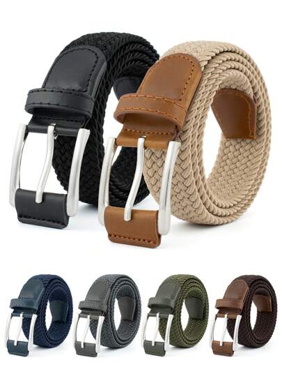 1pc Men's Woven Elastic Waist Belt, Multiple Colors Available, No-Buckle, Stretchy, Fashion Casual Golf Belt For Daily Wear Summer, School Casual, Business, Boyfriend Husband Father Dad Men Gift, Daily Wear, Fashion, Teen, Outdoor, Vacation, Athletic, Travel, Street, Boho, Vintage Fall, Autumn, Halloween Autumn-Winter Accessories, Suitable For Teens, Youth, Men, Casual, Outdoor, Athletic, Vacation, Graduation Gifts, Birthday, Daily Wear