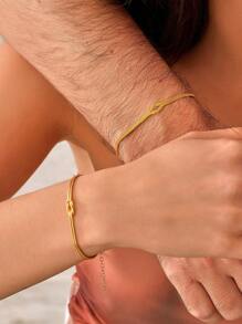 1pc Fashionable & Elegant Gold Love Knot Bracelet, Couples Matching Bracelet, Perfect Jewelry Gift For Friends - Gold - View 2