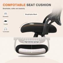 Sweetcrispy Office Chair Ergonomic Home Office Desk Chairs, Breathable Mesh Back Lumbar Support Computer Chair, Adjustable Height Swivel Task Chair With Flip-Up Arms & Wheels - màu đen - Xem 2