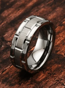 情侶戒指套裝，女士精美不鏽鋼戒指和男士簡約時尚戒指，結婚、訂婚和周年紀念日的完美禮物 - 銀色 - 查看 10