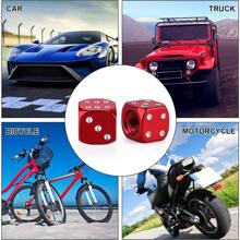 4 pièces Caps de valve en aluminium de style dé à coudre (rouge), ajustement universel, protection contre la poussière et accessoire de roue élégant pour voitures et motos