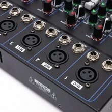 YUNRUX Tragbarer Mischpult Bluetooth mit USB Anschluss DJ Controller Live Studio Audio Mischpult DJ Konsole Verstärke 7-Kanal-Eingang 6 Musikmodi für Aufnahmestudio DJ Mixer Konsole - Schwarz - Übersicht 8