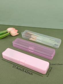 1pc Transparent Flip-Top Portable Storage Box - Lightweight Plastic Makeup Brush Organizer With Secure Snap Lid, Travel-Friendly Cosmetic Case For Eyebrow Pencils, Toothbrushes & Bathroom Essentials, Cosmetic Storage Organizer, Elegant Beauty Accessory - Multicolor - View 3