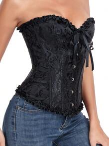 Corset strâns cu șireturi pentru femei, top modelat pentru corp, corset jacquard Palace, potrivit pentru purtare cu o rochie, pentru Halloween