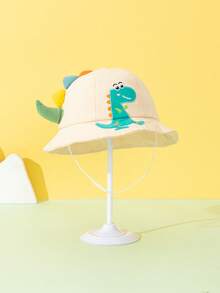 1pc Toddler Boys' Cute Dinosaur Embroidered Bucket Hat, Sun Protection Bucket Hat For Spring/Summer - Beige - View 4