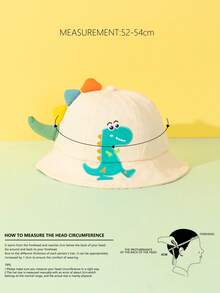 1pc Toddler Boys' Cute Dinosaur Embroidered Bucket Hat, Sun Protection Bucket Hat For Spring/Summer - Beige - View 7