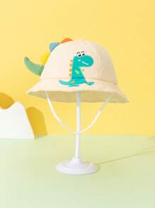 1pc Toddler Boys' Cute Dinosaur Embroidered Bucket Hat, Sun Protection Bucket Hat For Spring/Summer - Beige - View 3