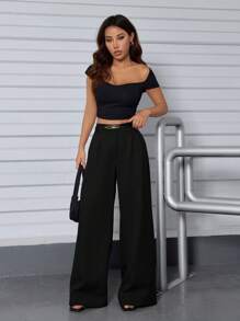 Women Pants - 黑色 - 查看 6