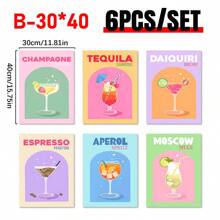 6pcs/Set Cartoon Canvas Print Posters, Juice Mojito Canvas Wall Art, Wall Decor For Living Room, Bedroom, Bathroom, Office, Hallway, Kitchen, Unframed - Multicolor - View 14