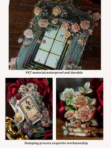 20 Cái/gói Thú Cưng Nóng Dập Bộ Miếng Dán Hoa Vintage & Sách Theo Chủ Đề Thêu Sò Cắt Dán Chất Liệu Chống Thấm Nước - hoa hồng địa đàng - Xem 6