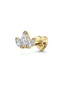 1 Stück S925 Sterling Silber Krone mit Zirkonia Ohrstecker für Frauen, feiner Schmuck für den täglichen Gebrauch