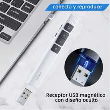 SHIXIONG Presentador Inalámbrico, con recargable de Presentación Clicker,Equipado con USB plug and play de presentador de diapositivas inalámbrico,Aplicable a PPT, Word, Excel, etc - Blanco - Ver 4