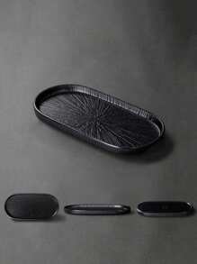 1 件/3 件加厚密胺黑色盘子，防震，哑光烧烤盘，寿司盘圣诞礼物 - 黑色 - 查看 3