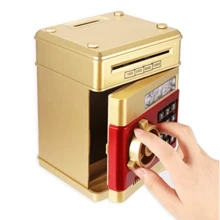 Caja Fuerte De Juguete - Alcancía Electrónica  Para Niñas Y Niños - Banco De Dinero Con Contraseña Y Música - Diseño Kawaii, Novedoso Y Moderno - Regalo Para Todo Tipo De Ocasión - Fomenta La Cultura Del Ahorro - Dorado - Ver 3
