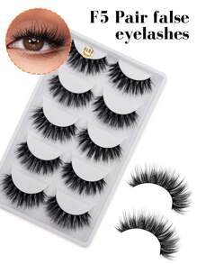 5pairs Faux Fiber Thick & Voluminous Eyelashes, 8-23mm Length, Soft And Comfortable, Curly And Natural-Looking - Fluffy Lashes - View 10
