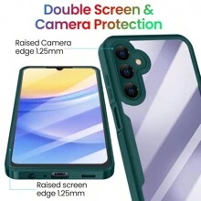 Hadaasi 1个绿色防震360度全包覆TPU+PC双层亚克力保护壳，兼容三星Galaxy S26 Ultra/S26 Plus/S26/M36/S25 FE、苹果17 Pro/17 Pro Max/17 Air/17、OPPO Reno 14 Pro、荣耀400/400 Pro/400 Lite、OPPO Reno 14 F、Infinix Hot 60 Pro/Hot 60 Pro+、红米15C - 綠色 - 查看 5