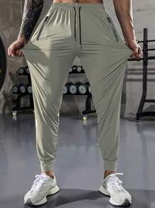 Pantaloni corti primaverili/estivi tinta unita con cerniera, tasca, vita elastica con cordino, adatti per jogging, fitness, escursionismo, attività all'aperto e uso casual