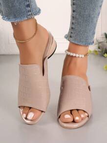 Women's Slippers, 2024 New Summer Fashionable Casual Open-Toe Soft-Sole Oversize One-Belt Mid-Heel Thick-Heel Sandals