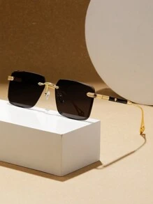 1 件装无框男/女时尚太阳镜，CNC 抛光厚水钻切割镜片，屏蔽镜腿设计，可调节鼻托，黑色，适合旅行、度假、通勤、摄影、海滩 - UV99% 防护，适合夏季海滩度假、户外、旅行 - 彩色 - 查看 13