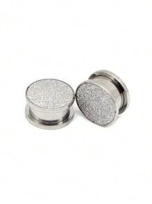 2 Peças Brincos de Alargador Aço Inoxidável Fosco Jateado com Rosca, Joias para Perfuração Corporal, Dilatador de Lóbulo da Orelha, Tamanhos de 6mm a 25mm