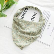 1 Piece Of Floral Elastic Headband, Women's Thin Floral Cloth Headband, European And American Triangular Scarf - Multicolor - View 13