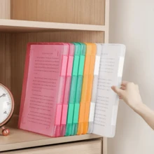 1pc Transparent Multi-Coloured PP Plastic Document Box - A4 Office Supplies Stationery Bill Storage Box - Desktop File Classification Storage Box - Exam Paper Folder With Buckle - Multicolor - View 3