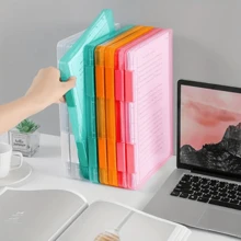1pc Transparent Multi-Coloured PP Plastic Document Box - A4 Office Supplies Stationery Bill Storage Box - Desktop File Classification Storage Box - Exam Paper Folder With Buckle - Multicolor - View 1