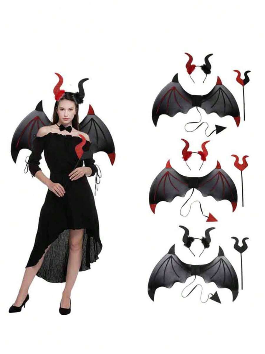 派對服裝主題派對服裝 惡魔翼3件套裝 - 多色 - 查看 1