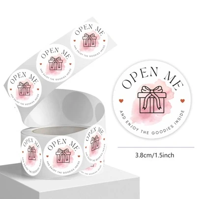 Rol van 200 Open Me And Enjoy The Goodies Inside - Post- en verpakkingsstickers | Luxe verpakkingsstickers | Bedankt voor uw steun aan kleine bedrijven 3,8 cm/1,5 inch