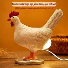 1pc Creative Rooster Laying Egg Night Light, Chicken Shaped Table Lamp For Decor And Gifting - White - View 9